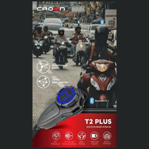 Interkom motocyklowy Crown C200 Mesh Bluetooth czarny