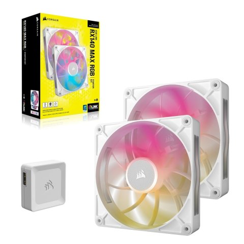 Corsair iCUE LINK RX140 MAX RGB Obudowa komputera Wentylator 14 cm Biały 2 szt.