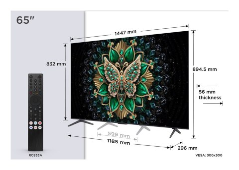 Telewizor TCL 65C69K QD-Mini LED 65" 4K Ultra HD Google TV Dolby Atmos DVB-T2 Metaliczny