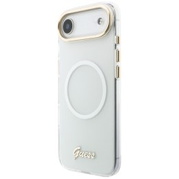 Etui Guess IML Gradient Script Metal MagSafe do iPhone Air biały