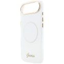 Etui Guess IML Gradient Script Metal MagSafe do iPhone Air biały