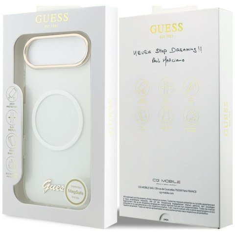 Etui Guess IML Gradient Script Metal MagSafe do iPhone Air biały