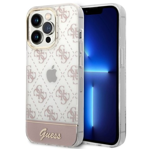 Guess GUHCP14LHG4MHP iPhone 14 Pro 6,1" różowy/pink hardcase 4G Pattern Script