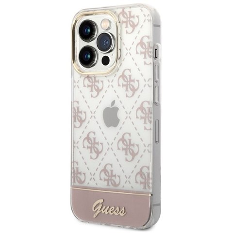 Guess GUHCP14LHG4MHP iPhone 14 Pro 6,1" różowy/pink hardcase 4G Pattern Script
