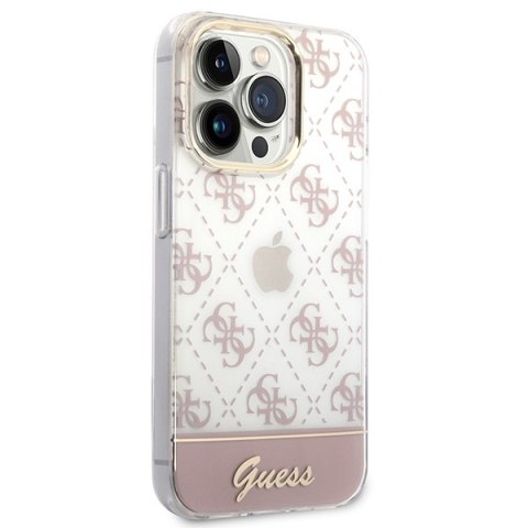 Guess GUHCP14LHG4MHP iPhone 14 Pro 6,1" różowy/pink hardcase 4G Pattern Script