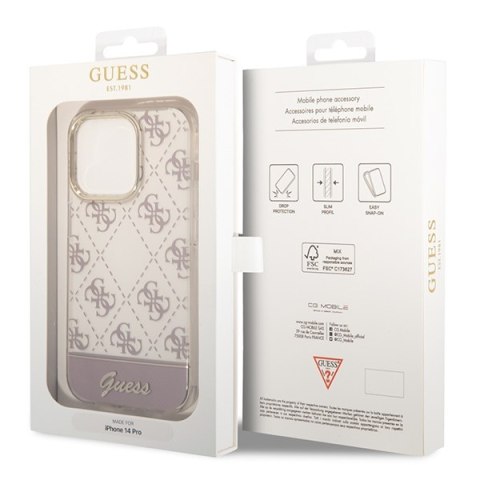 Guess GUHCP14LHG4MHP iPhone 14 Pro 6,1" różowy/pink hardcase 4G Pattern Script