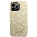 Guess GUHCP14LHGGSHD iPhone 14 Pro 6,1" złoty/gold hard case Glitter Script