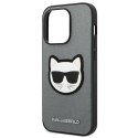 Karl Lagerfeld KLHCP14LSAPCHG iPhone 14 Pro 6,1" hardcase srebrny/silver Saffiano Choupette Head Patch