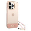 Guess GUHCP14LHGCOHP iPhone 14 Pro 6,1" różowy/pink hardcase Translucent Pearl Strap