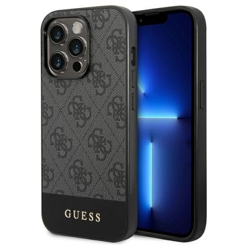 Guess GUHCP14XG4GLGR iPhone 14 Pro Max 6,7" szary/grey hard case 4G Stripe Collection