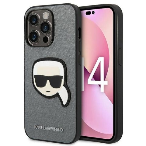 Karl Lagerfeld KLHCP14XSAPKHG iPhone 14 Pro Max 6,7" srebrny/silver hardcase Saffiano Karl`s Head Patch