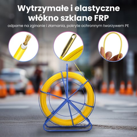 Extralink Pilot do przeciągania kabli Pilot 4.5mm 100m włókno szklane FRP, śr. 4,5mm, dł. 100m, żółty