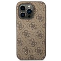 Guess GUHCP14LG4GFBR iPhone 14 Pro 6,1" brązowy/brown hard case 4G Metal Gold Logo