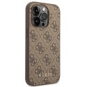 Guess GUHCP14LG4GFBR iPhone 14 Pro 6,1" brązowy/brown hard case 4G Metal Gold Logo