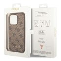 Guess GUHCP14LG4GFBR iPhone 14 Pro 6,1" brązowy/brown hard case 4G Metal Gold Logo