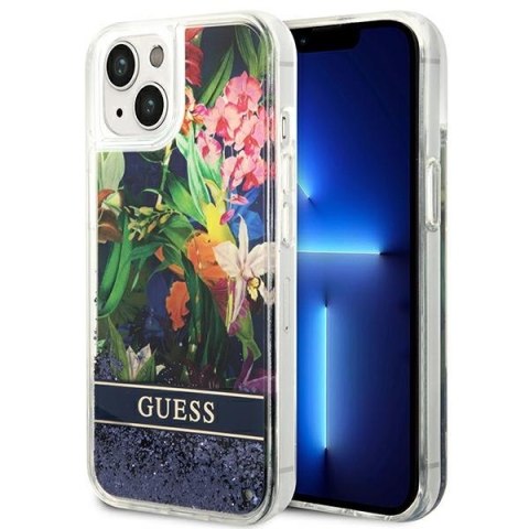 Guess GUHCP14MLFLSB iPhone 14 Plus 6,7" niebieski/blue hardcase Flower Liquid Glitter