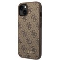 Guess GUHCP14SG4GFBR iPhone 14 6,1" brązowy/brown hard case 4G Metal Gold Logo