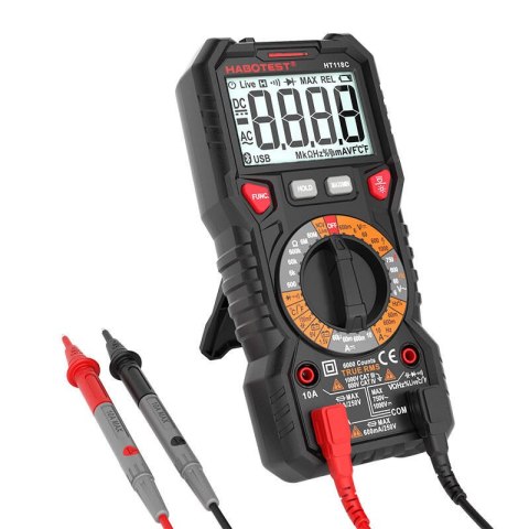 Multimetr cyfrowy HABOTEST HT118C True RMS NCV latarka