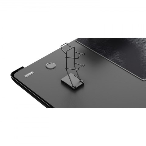 ULTRADESK Biurko dla gracza elektycznie regulowany, podświetlenie RGB, uchwyt na słuchawki i napój