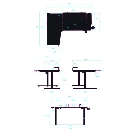 ULTRADESK Biurko dla gracza elektycznie regulowany, podświetlenie RGB, uchwyt na słuchawki i napój