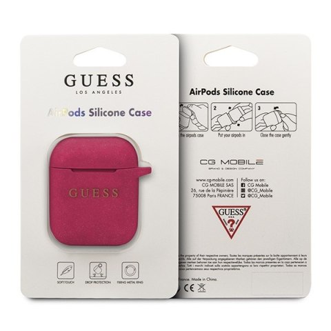 Guess GUACCSILGLFU AirPods cover fuksja/fuchsia Silicone Glitter