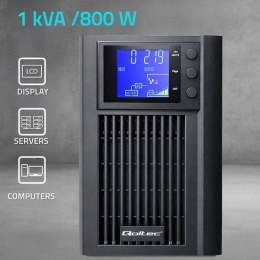Qoltec 52640 Zasilacz awaryjny UPS Pure Sine Wave | 1kVA | 800W | AVR | LCD | Czysty Sinus