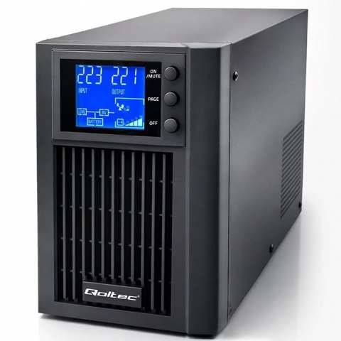 Qoltec 52640 Zasilacz awaryjny UPS Pure Sine Wave | 1kVA | 800W | AVR | LCD | Czysty Sinus