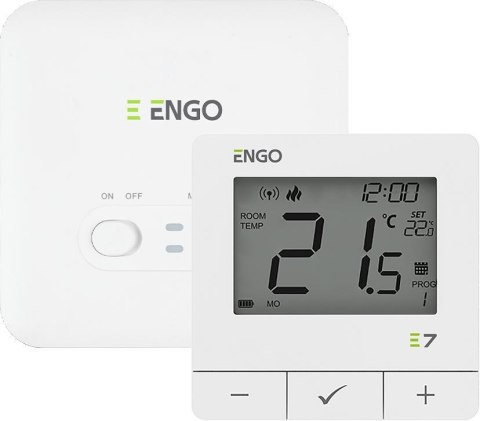 Programowany bezprzewodowy regulator temperatury ENGO Controls E7-RFW, biały