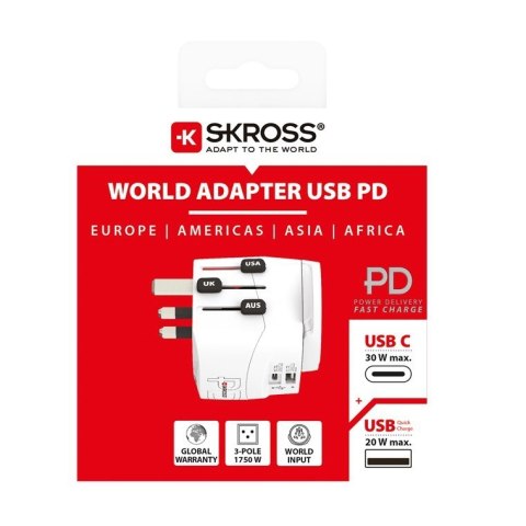 Adapter SKROSS Pro Light USB AC30PD World, biały