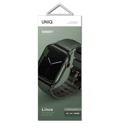 UNIQ pasek Linus Apple Watch Series 4/5/6/7/8/SE/SE2/Ultra 42/44/45mm. Airosoft Silicone zielony/moss green