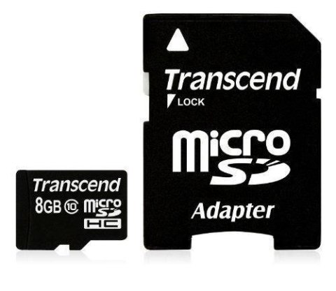 SD microSD Card 8GB Transcend SDHC Class10 w/adapter
