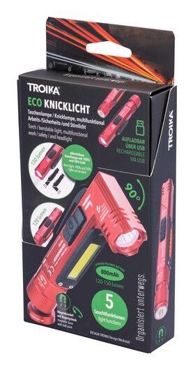TROIKA ECO KNICKLICHT Czerwony Hand flashlight + Headband flashlight COB LED