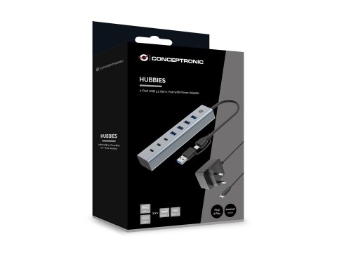 Conceptronic HUBBIES20GP huby i koncentratory USB 3.2 Gen 1 (3.1 Gen 1) Type-C 5000 Mbit/s Szary