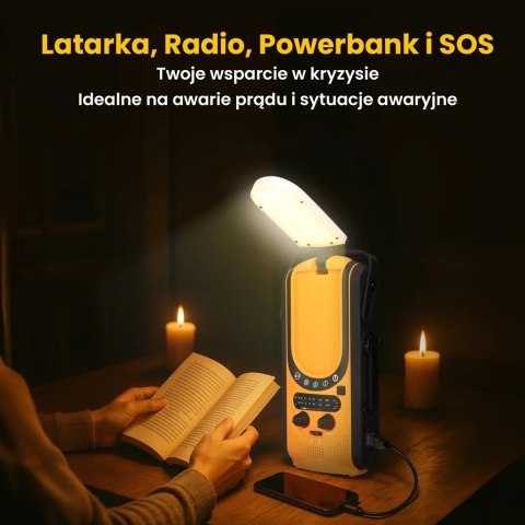 Extralink Power Ranger EPS-6000 | Powerbank | 6000mAh, Radio FM, Lampka LED, Dynamo, Panel solarny
