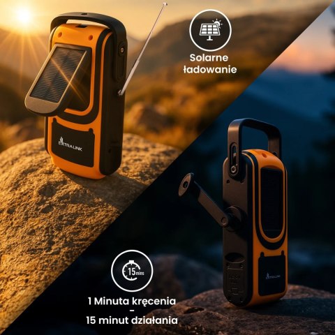Extralink Power Ranger EPS-6000 | Powerbank | 6000mAh, Radio FM, Lampka LED, Dynamo, Panel solarny
