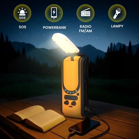 Extralink Power Ranger EPS-6000 | Powerbank | 6000mAh, Radio FM, Lampka LED, Dynamo, Panel solarny