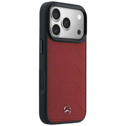 Etui Mercedes Leather Mesh with Bow Line MagSafe do iPhone 17 Pro czerwony