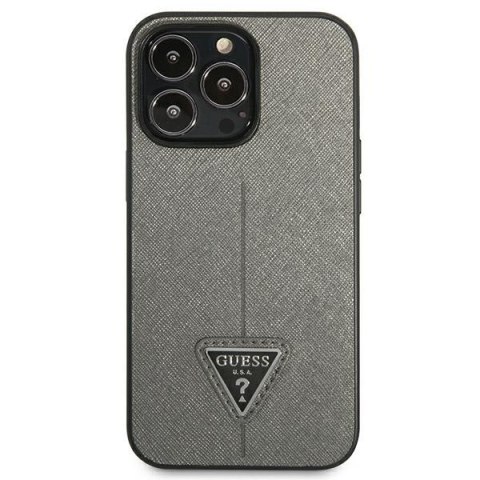 Guess GUHCP14XPSATLG iPhone 14 Pro Max 6,7" srebrny/silver hardcase SaffianoTriangle Logo