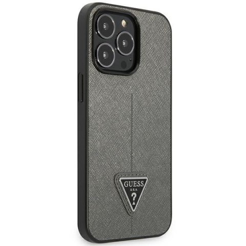 Guess GUHCP14XPSATLG iPhone 14 Pro Max 6,7" srebrny/silver hardcase SaffianoTriangle Logo