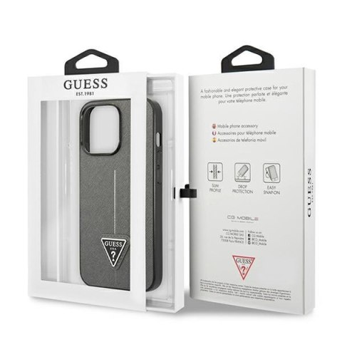 Guess GUHCP14XPSATLG iPhone 14 Pro Max 6,7" srebrny/silver hardcase SaffianoTriangle Logo