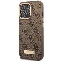 Guess GUHMP14LU4GPRW iPhone 14 Pro 6,1" brązowy/brown hard case 4G Logo Plate MagSafe