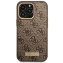 Guess GUHMP14LU4GPRW iPhone 14 Pro 6,1" brązowy/brown hard case 4G Logo Plate MagSafe