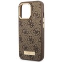 Guess GUHMP14LU4GPRW iPhone 14 Pro 6,1" brązowy/brown hard case 4G Logo Plate MagSafe