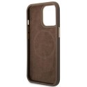 Guess GUHMP14LU4GPRW iPhone 14 Pro 6,1" brązowy/brown hard case 4G Logo Plate MagSafe