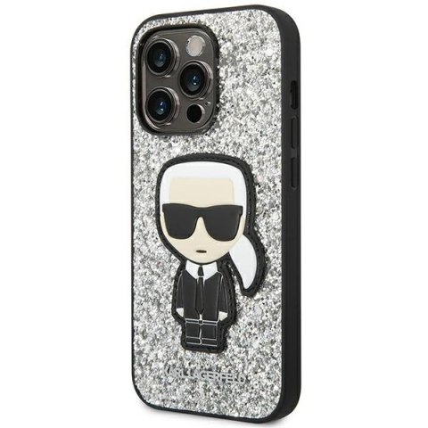 Karl Lagerfeld KLHCP14LGFKPG iPhone 14 Pro 6,1" hardcase srebrny/silver Glitter Flakes Ikonik