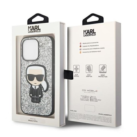 Karl Lagerfeld KLHCP14LGFKPG iPhone 14 Pro 6,1" hardcase srebrny/silver Glitter Flakes Ikonik