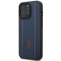 US Polo USHCP14XPFAV iPhone 14 Pro Max 6,7" granatowy/navy blue Leather Stitch