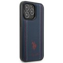US Polo USHCP14XPFAV iPhone 14 Pro Max 6,7" granatowy/navy blue Leather Stitch