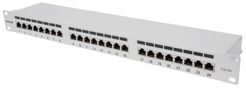 INTELLINET 24-Port Cat6a Patchpanel FTP 1HE grau