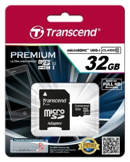 SD microSD Card 32GB Transcend SDHC UHS1 w/adapter